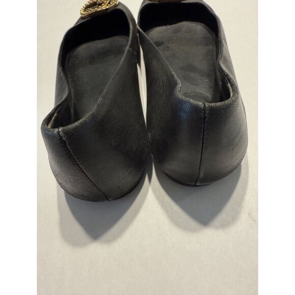 Gucci Charlotte Nero Black Nappa Leather GG Ballet Flats Vintage Women's 38 - Picture 7 of 10